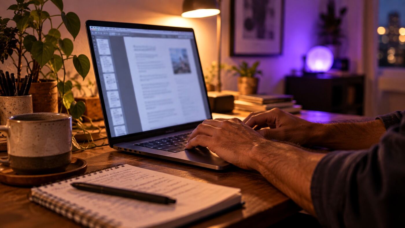 Researching listings and demand on a laptop before building anything